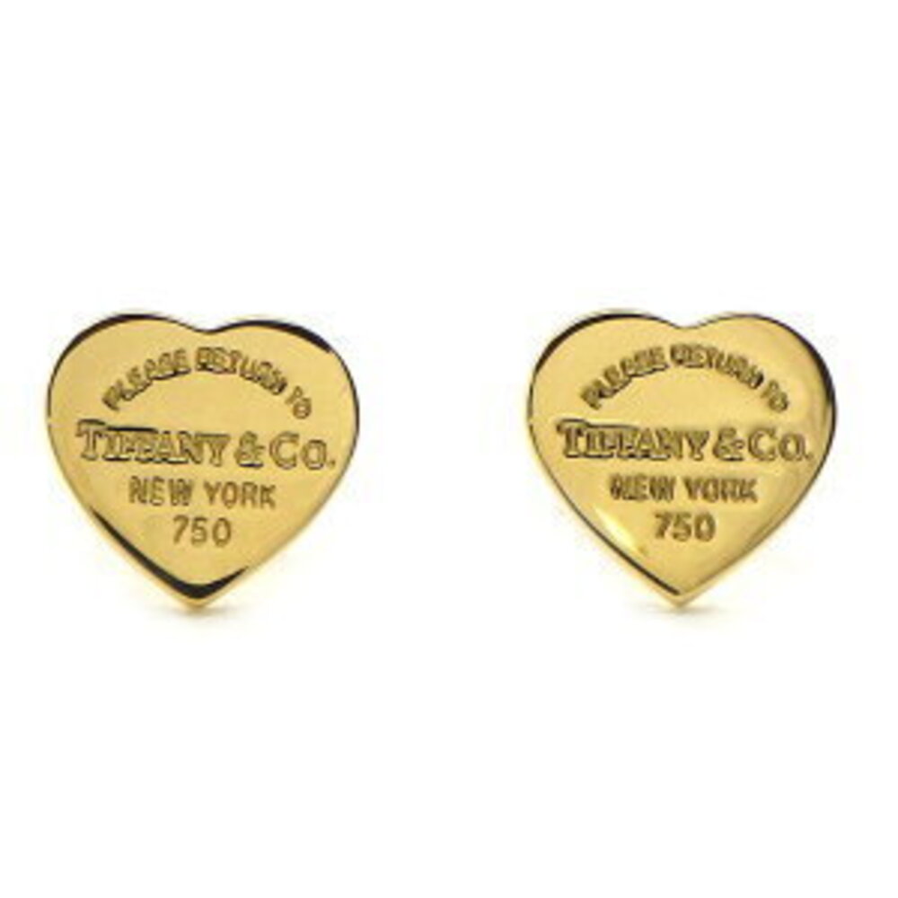 Tiffany Co Return to Tiffany York logo heart earrings yellow gold